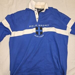 Polo by Ralph Lauren Blue and White Polo Shirt